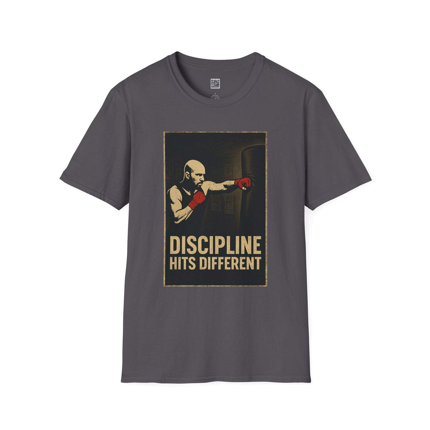 Motivational Unisex Softstyle T-Shirt - 'Discipline Hits Different' - with a Jab