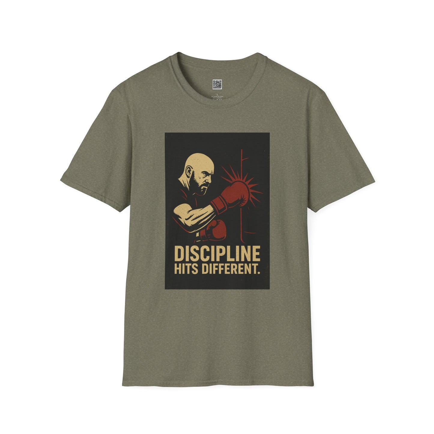 Motivational Unisex Softstyle T-Shirt - 'Discipline Hits Different' - with a Right Hook