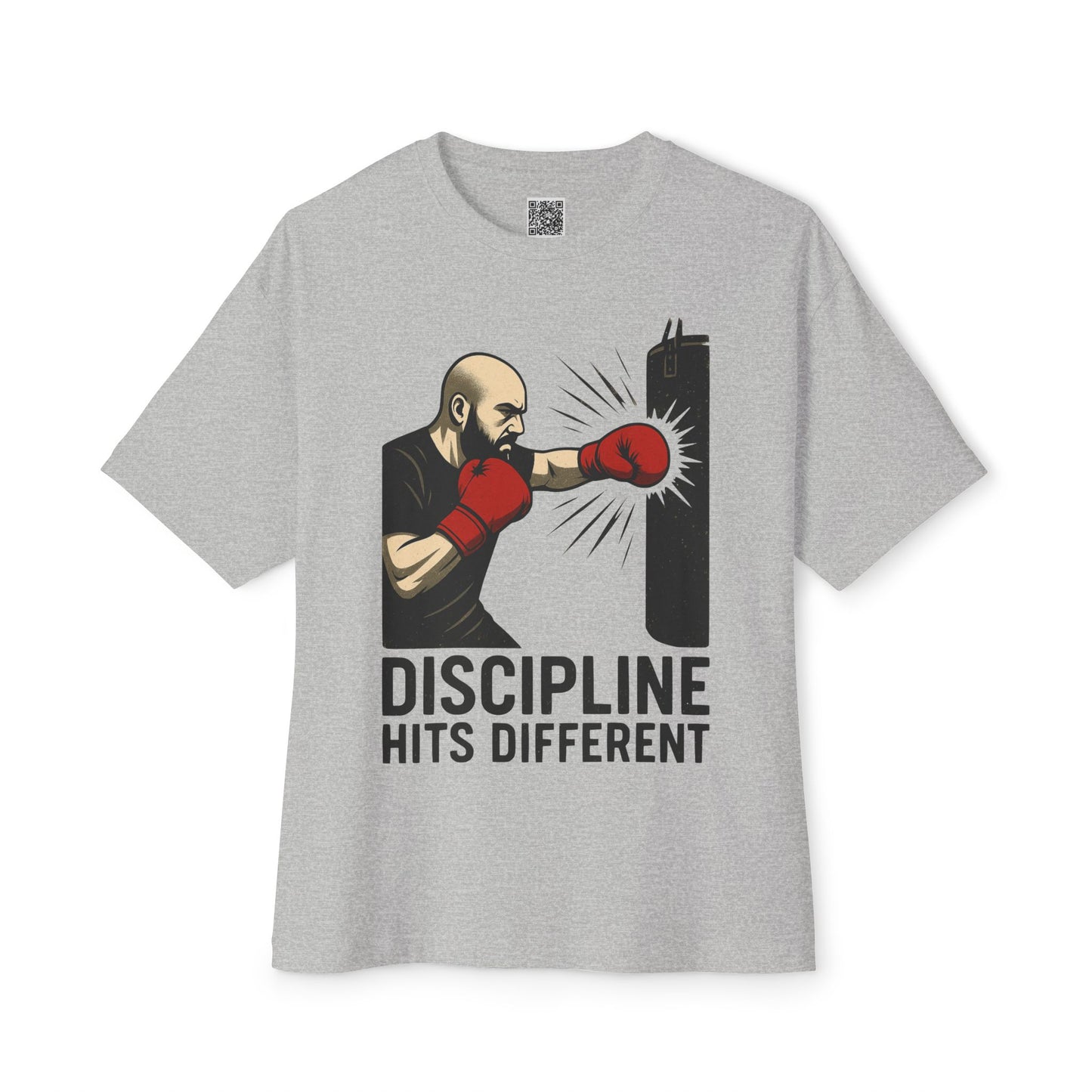 Discipline Hits Different with a Left Jab and Gloves - Spirit Unisex Oversized Tee, Motivational Fitness Shirt, Boxing Apparel, Gym T-Shirt, Gift for Gym Lovers