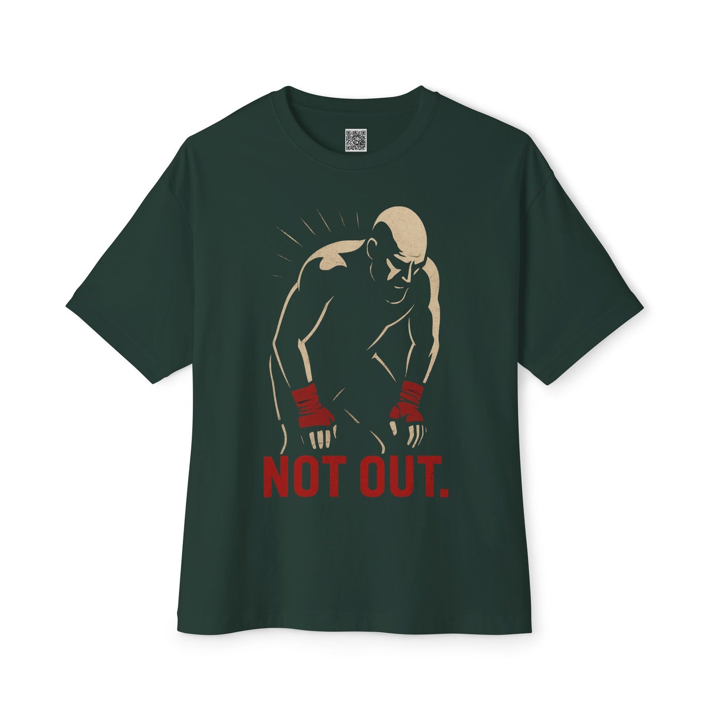 Not Out - Motivational Oversized Tee - Unisex Boxy T-Shirt, Gym Apparel, Fight Wear, Workout Clothing, Inspirational Gift