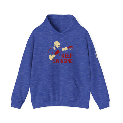 Keep Swinging Hoodie - Motivational Sweatshirt for Fighters and Dreamers, Perfect for Gym, Sports, Gifts, Birthdays, and Casual Wear