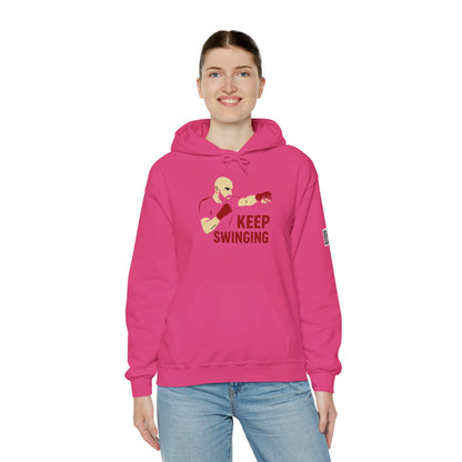 Keep Swinging Hoodie - Motivational Sweatshirt for Fighters and Dreamers, Perfect for Gym, Sports, Gifts, Birthdays, and Casual Wear