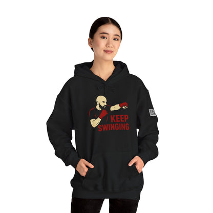 Keep Swinging Hoodie - Motivational Sweatshirt for Fighters and Dreamers, Perfect for Gym, Sports, Gifts, Birthdays, and Casual Wear