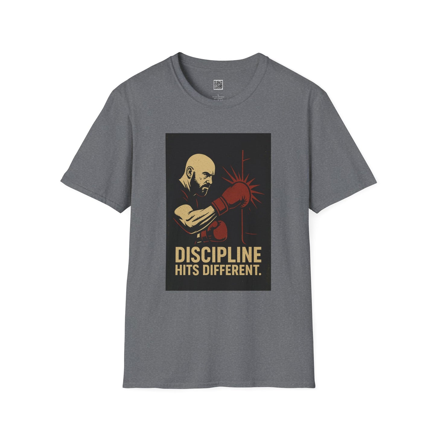 Motivational Unisex Softstyle T-Shirt - 'Discipline Hits Different' - with a Right Hook
