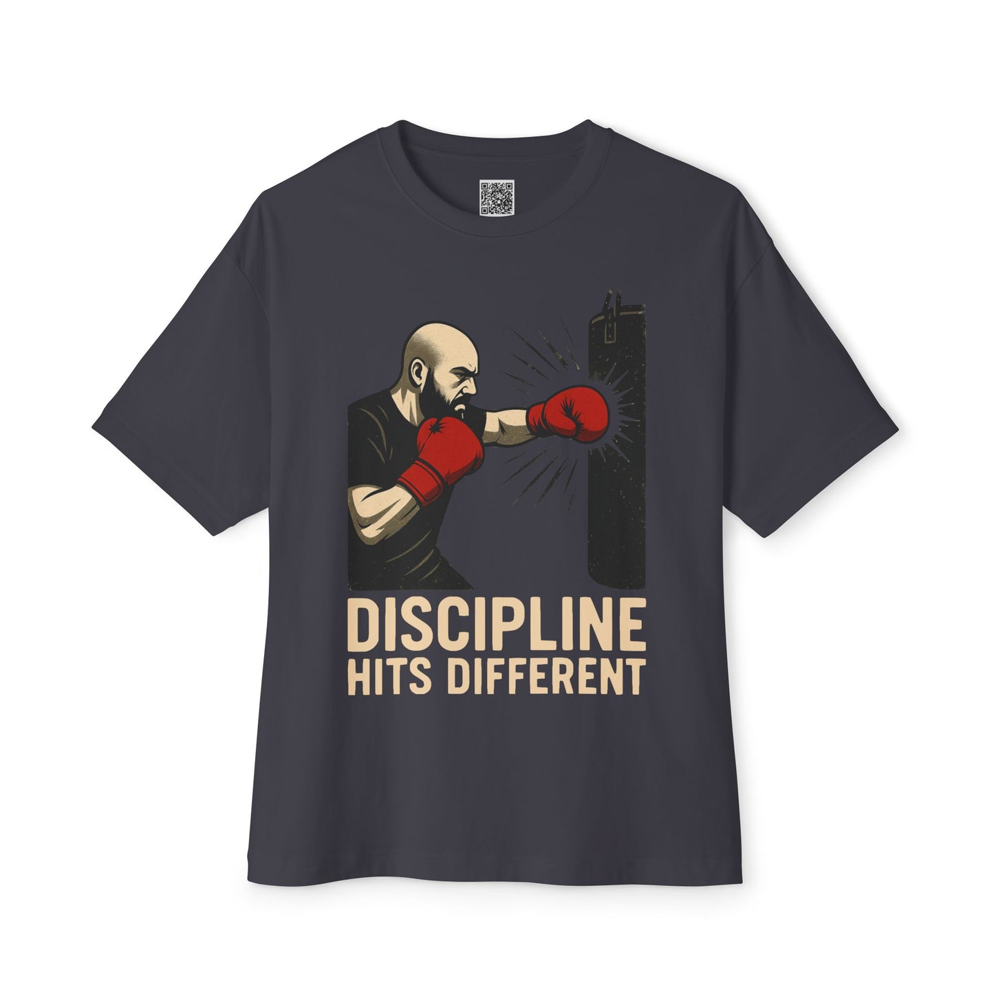 Discipline Hits Different with a Left Jab and Gloves - Spirit Unisex Oversized Tee, Motivational Fitness Shirt, Boxing Apparel, Gym T-Shirt, Gift for Gym Lovers