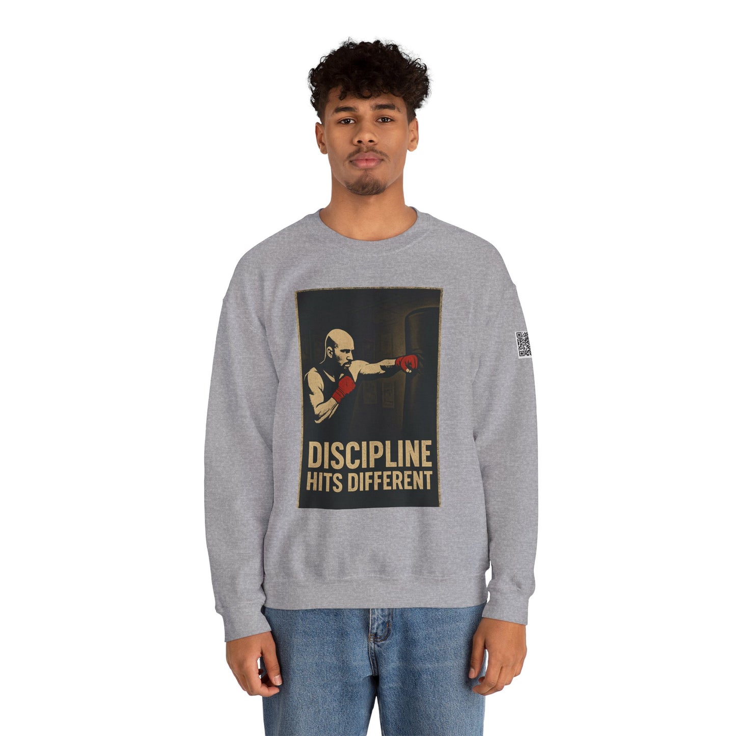 Motivational Sweatshirt - Discipline Hits Different - Unisex Crewneck - Fitness Gift - Workout Apparel - Casual Sport Style - Gym Wear