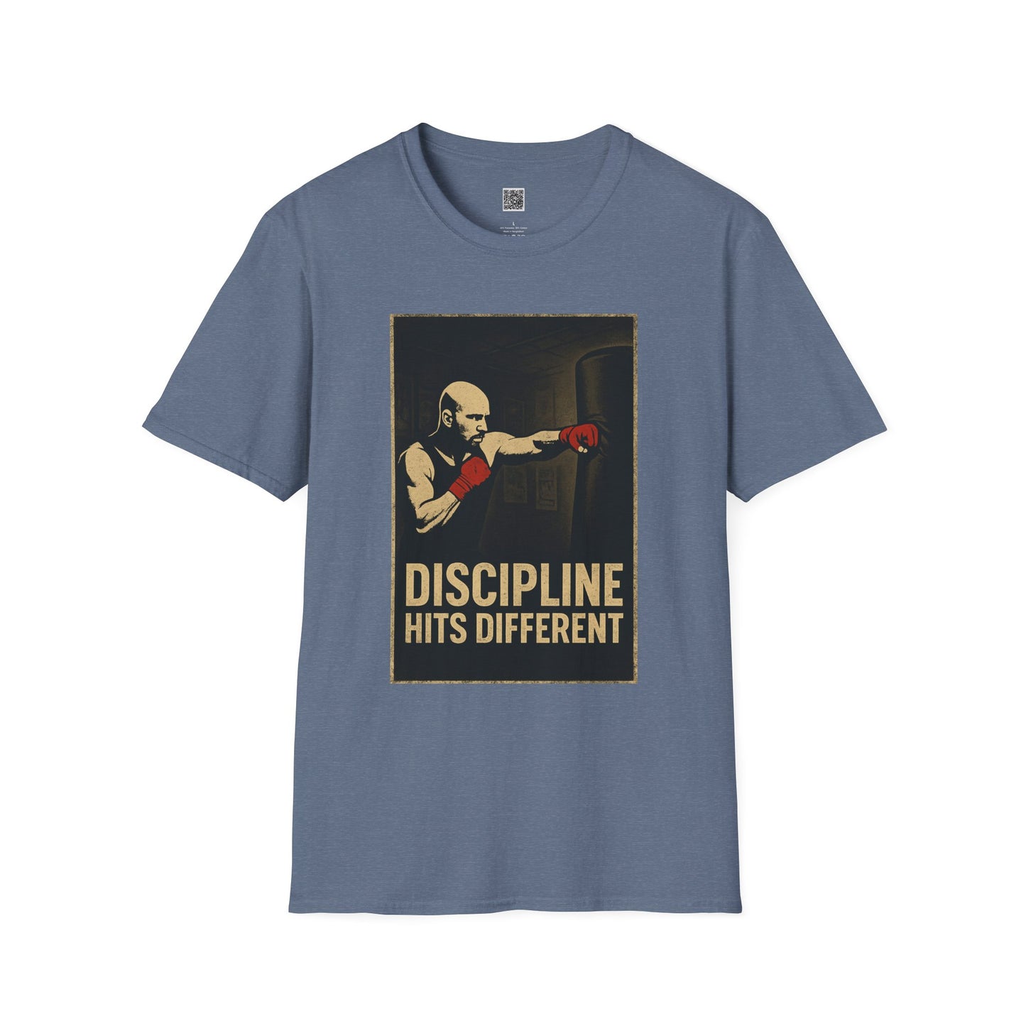 Motivational Unisex Softstyle T-Shirt - 'Discipline Hits Different' - with a Jab