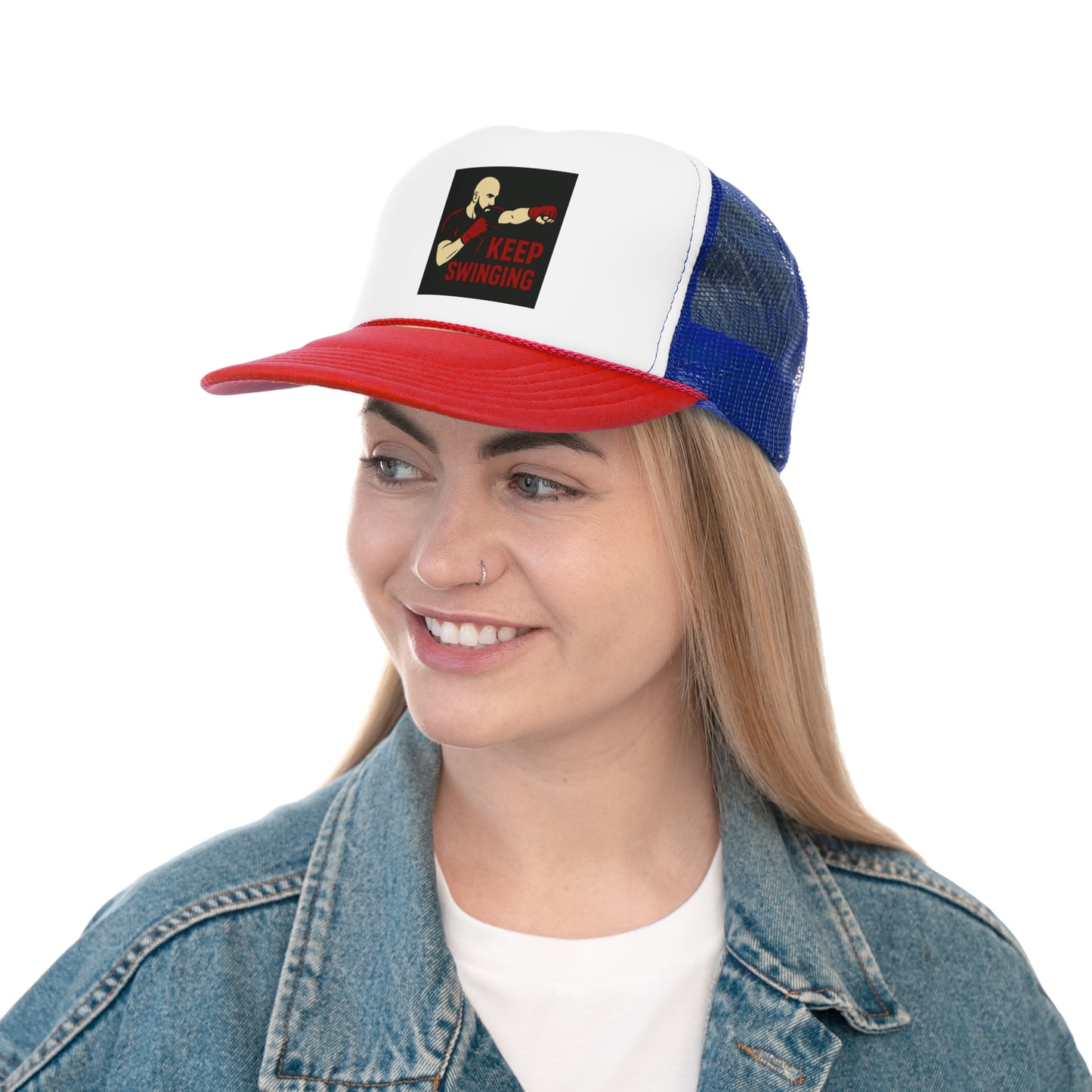 Keep Swinging Trucker Cap - Motivational Hat for Fighters & Sports Enthusiasts