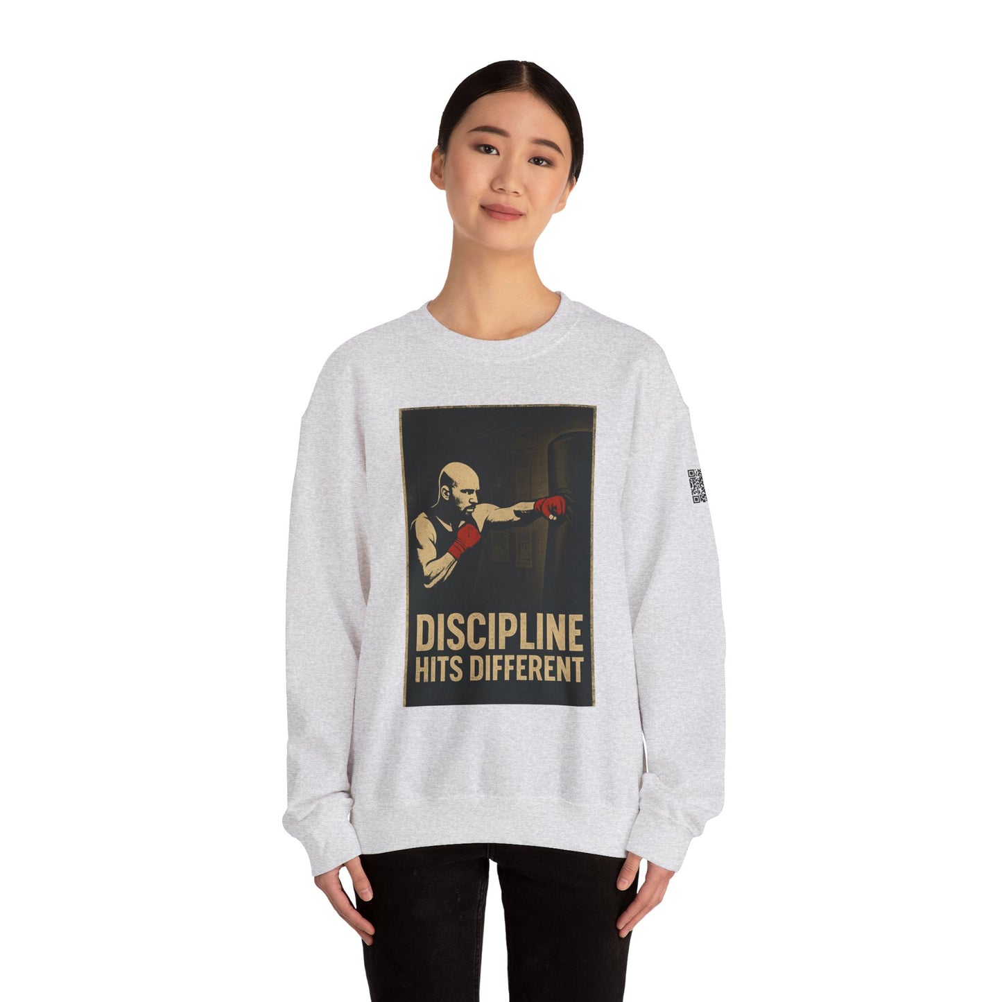 Motivational Sweatshirt - Discipline Hits Different - Unisex Crewneck - Fitness Gift - Workout Apparel - Casual Sport Style - Gym Wear