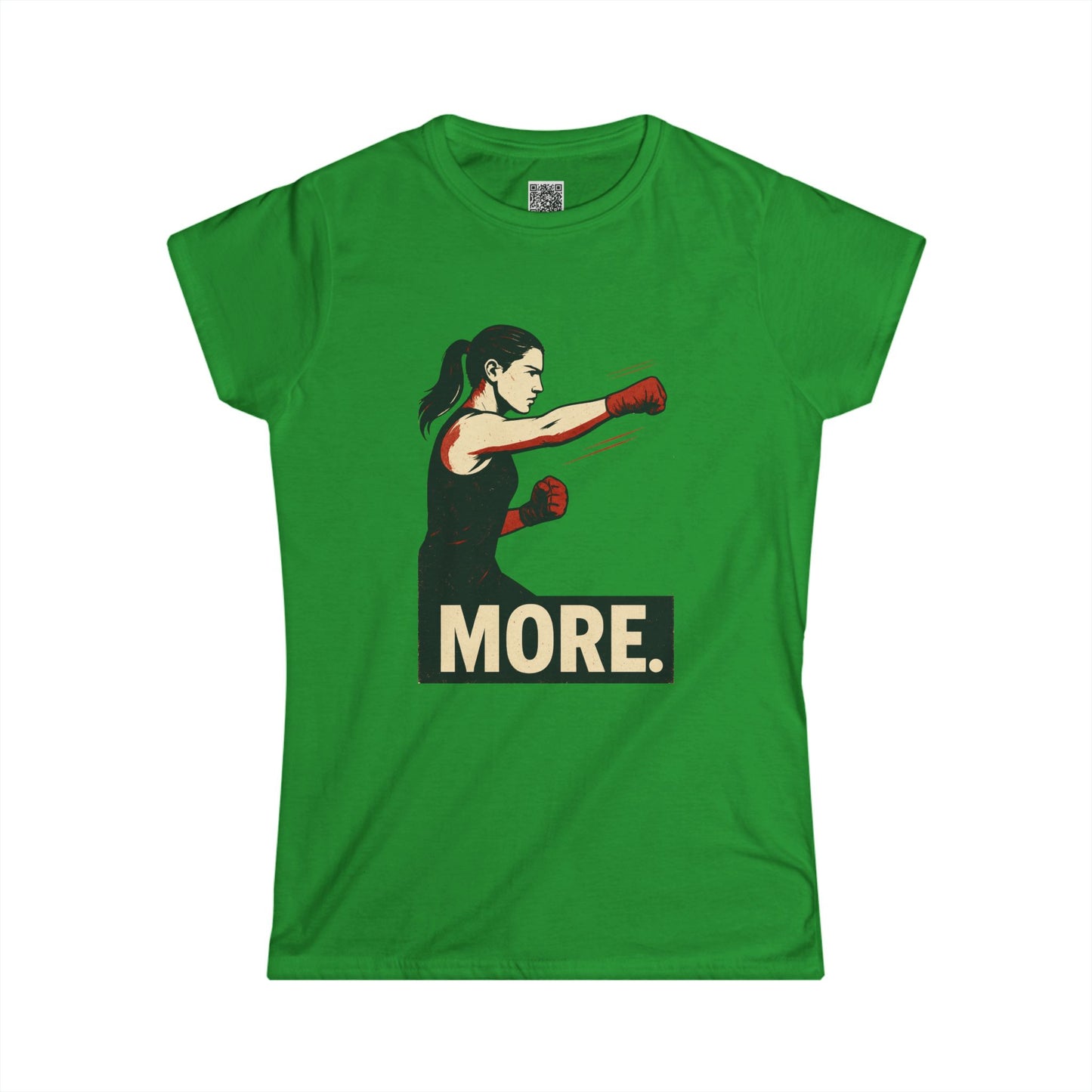 "More. With a Cross." Empowering Women's Softstyle Tee - Motivational Fitness Apparel, Boxing Inspiration, Workout Top, Gift for Her, Activewear