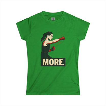 "More. With a Cross." Empowering Women's Softstyle Tee - Motivational Fitness Apparel, Boxing Inspiration, Workout Top, Gift for Her, Activewear