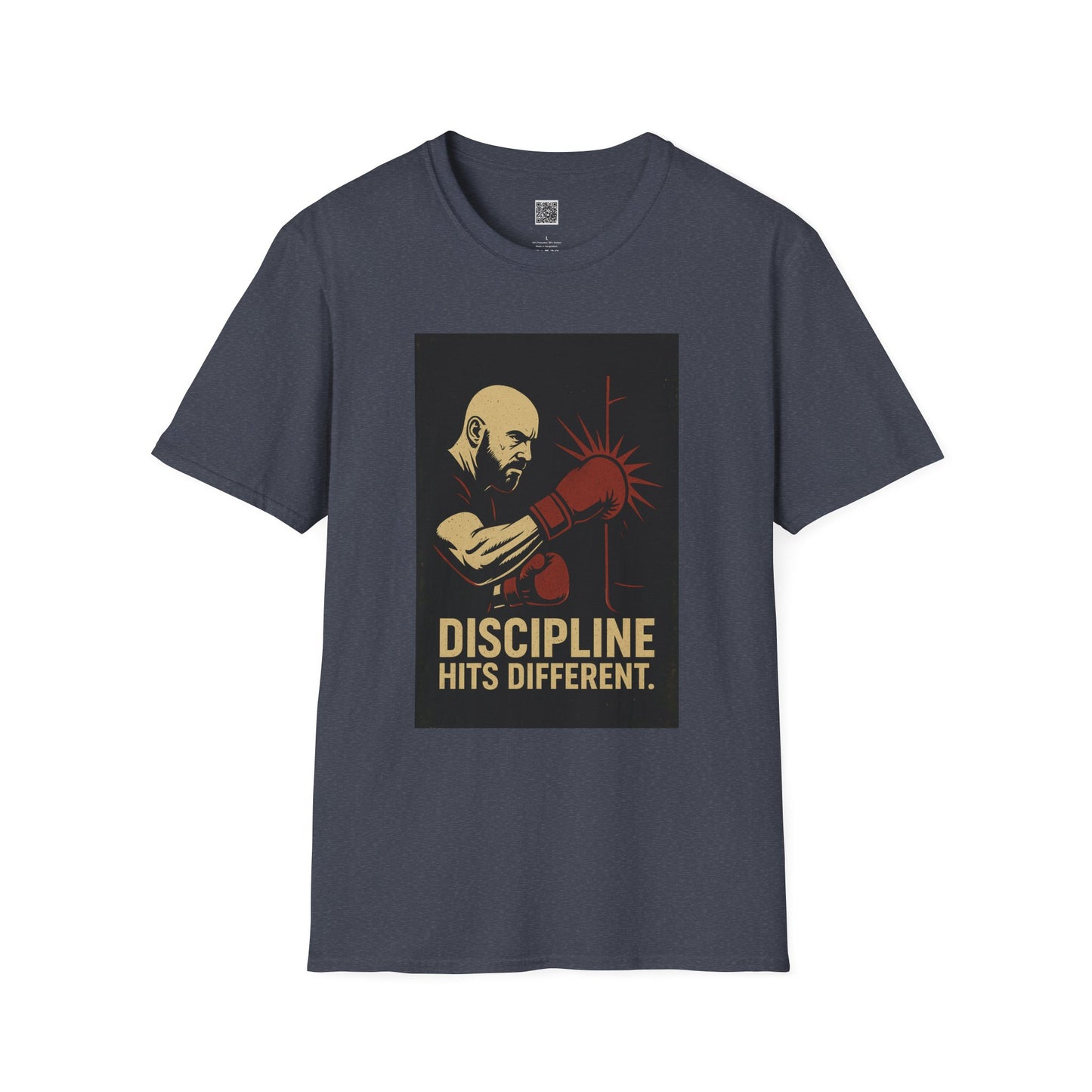 Motivational Unisex Softstyle T-Shirt - 'Discipline Hits Different' - with a Right Hook