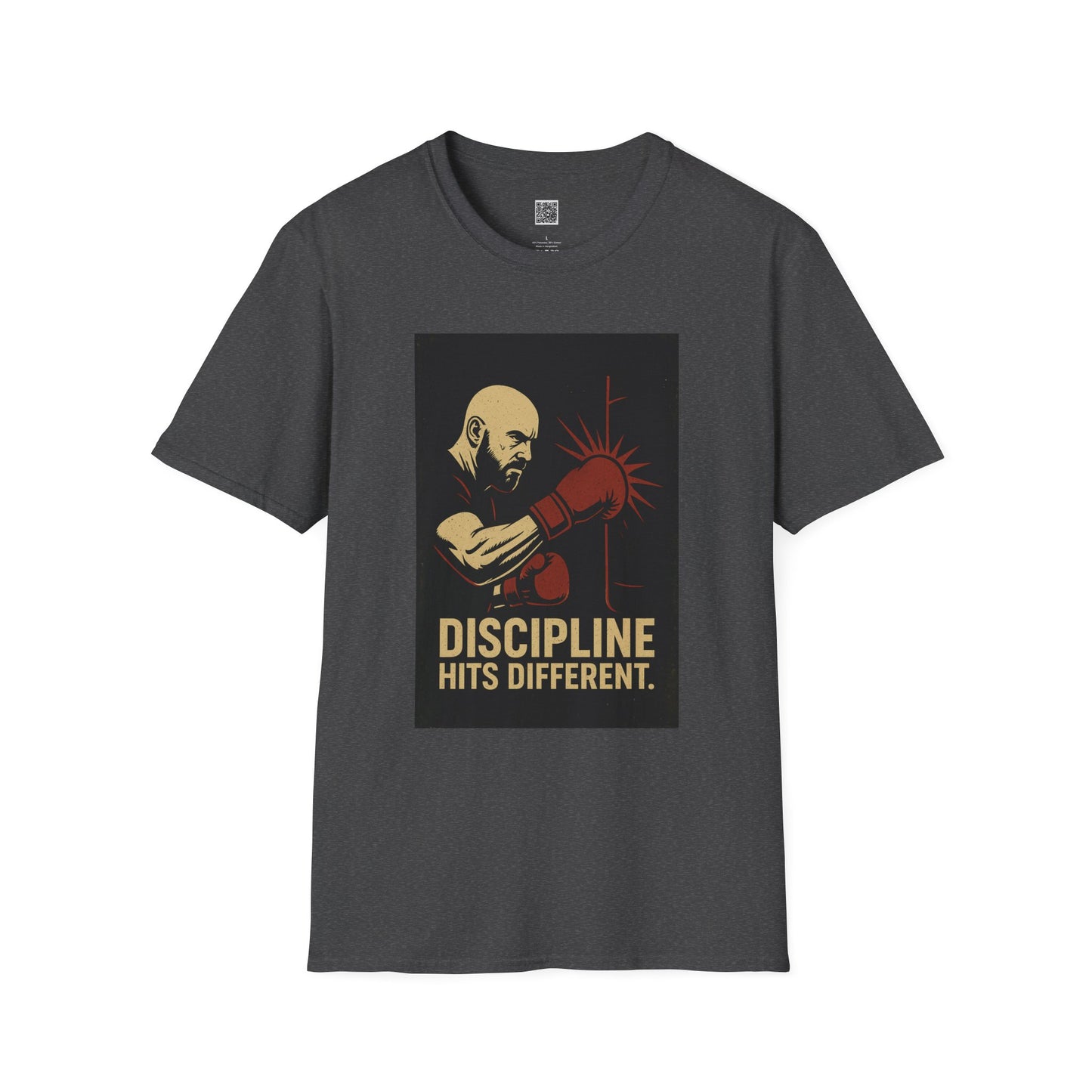 Motivational Unisex Softstyle T-Shirt - 'Discipline Hits Different' - with a Right Hook