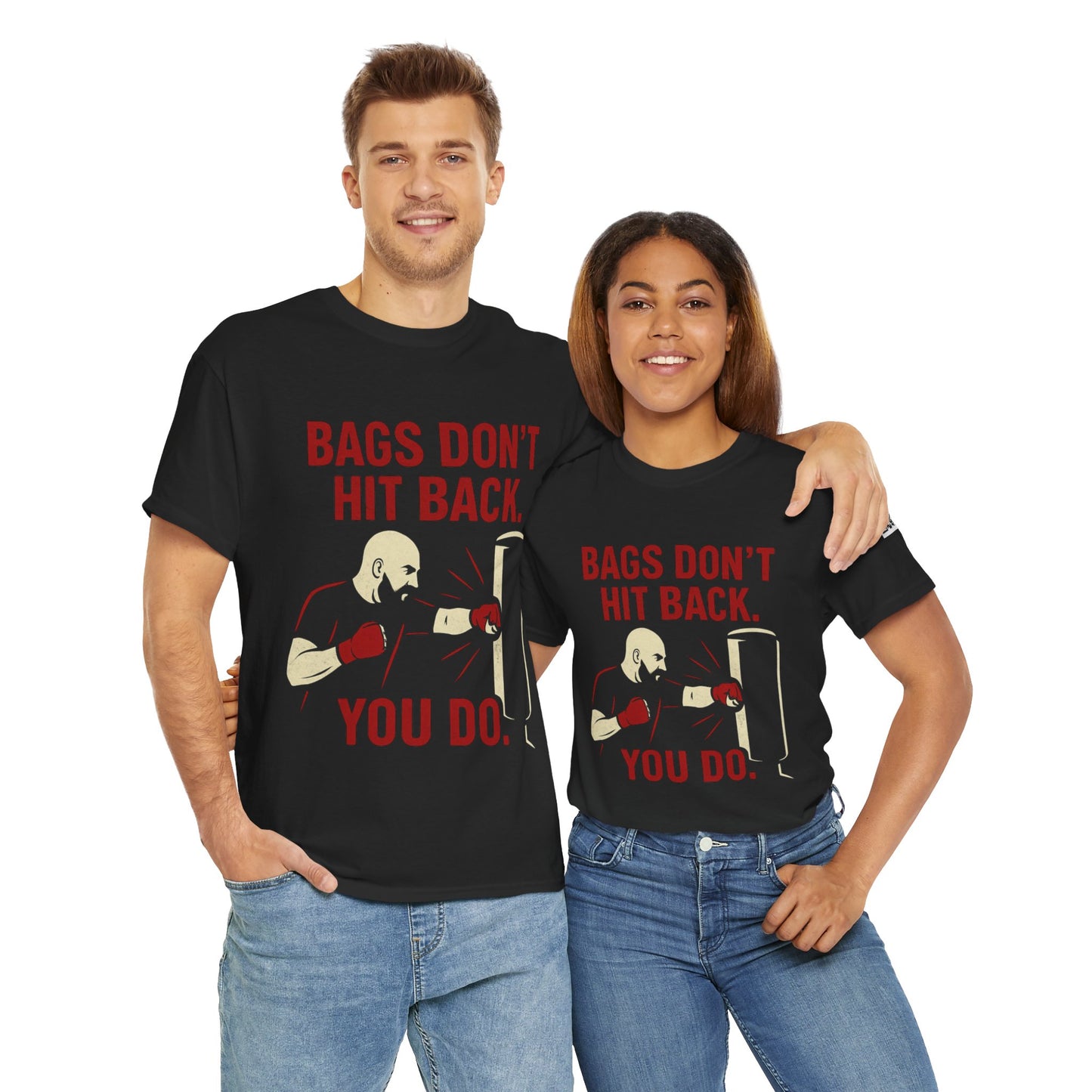 Bags Don't Hit Back. You Do. Unisex Heavy Cotton Tee, Motivational Workout Shirt, Fitness Apparel, Boxing Gift, Casual Activewear