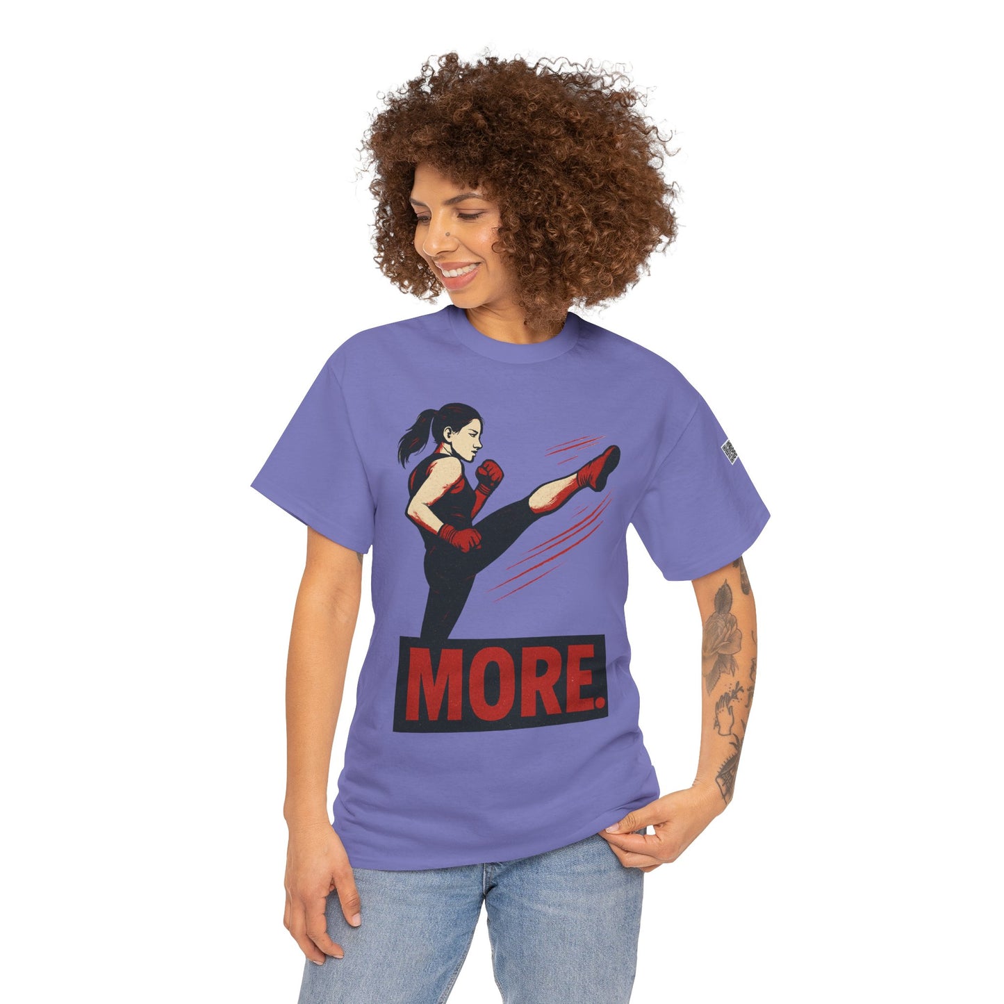 "More with a Kick " - Motivational Fitness Tee | Unisex Heavy Cotton Tee, Gym Shirt, Workout Apparel, Exercise Gift, Activewear, Sports Top