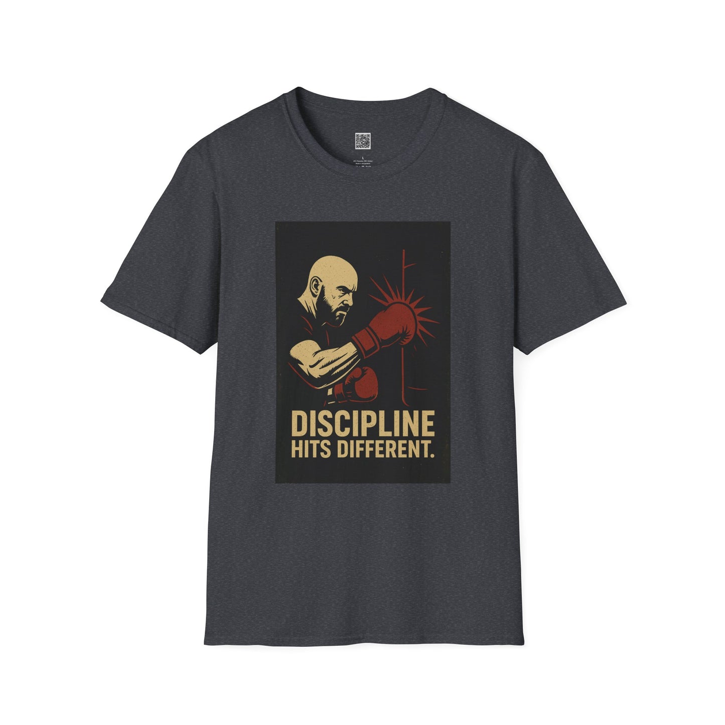 Motivational Unisex Softstyle T-Shirt - 'Discipline Hits Different' - with a Right Hook