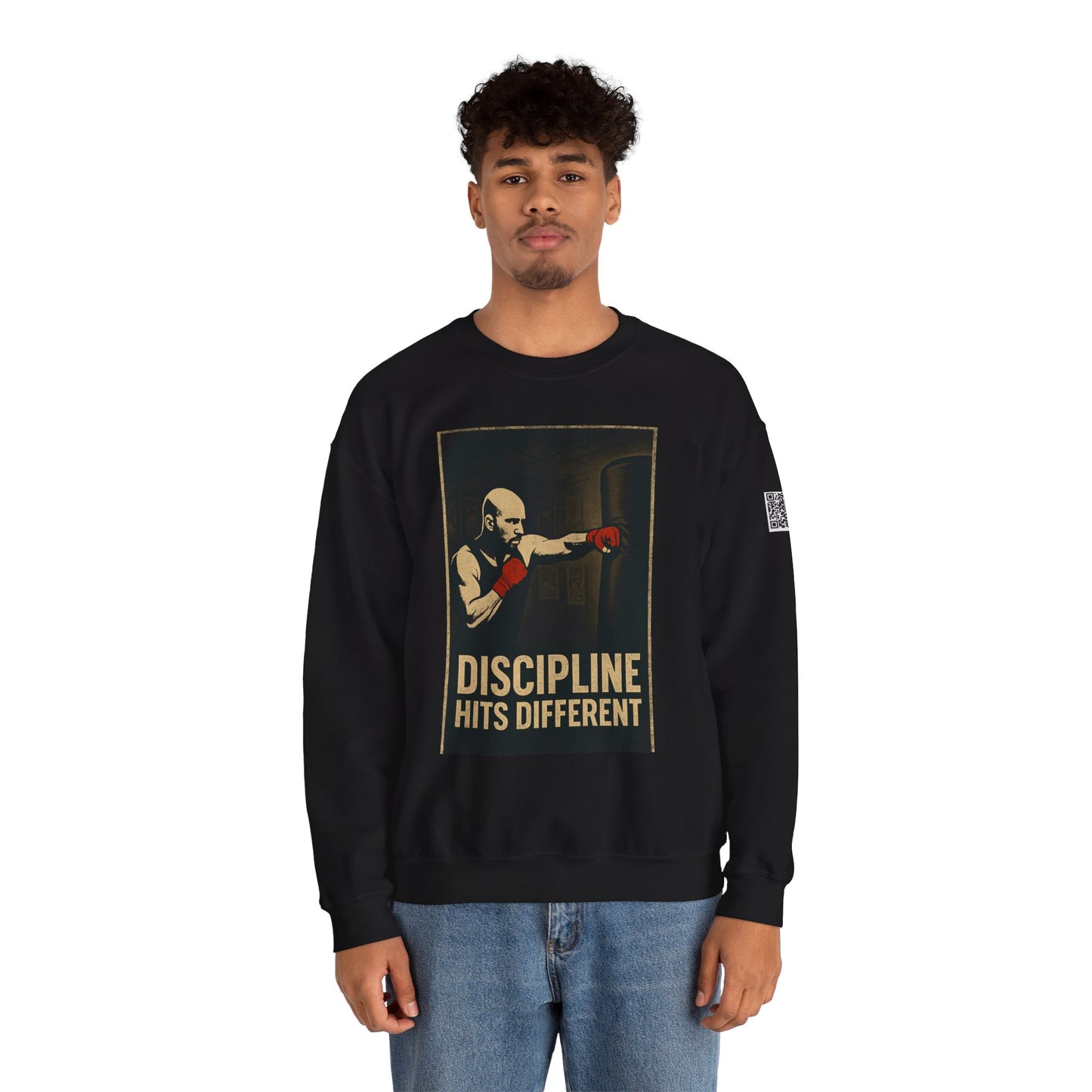 Motivational Sweatshirt - Discipline Hits Different - Unisex Crewneck - Fitness Gift - Workout Apparel - Casual Sport Style - Gym Wear