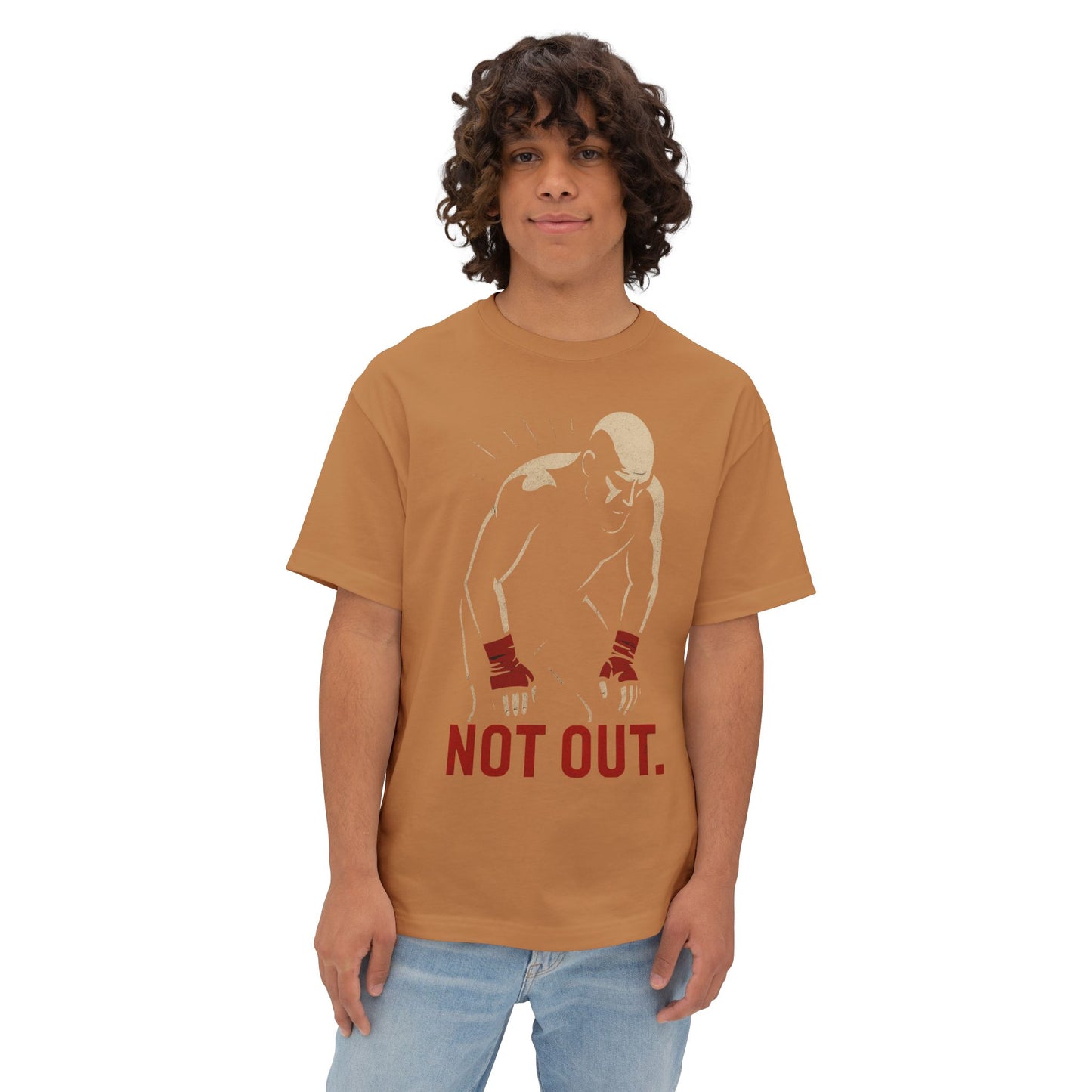 Not Out - Motivational Oversized Tee - Unisex Boxy T-Shirt, Gym Apparel, Fight Wear, Workout Clothing, Inspirational Gift