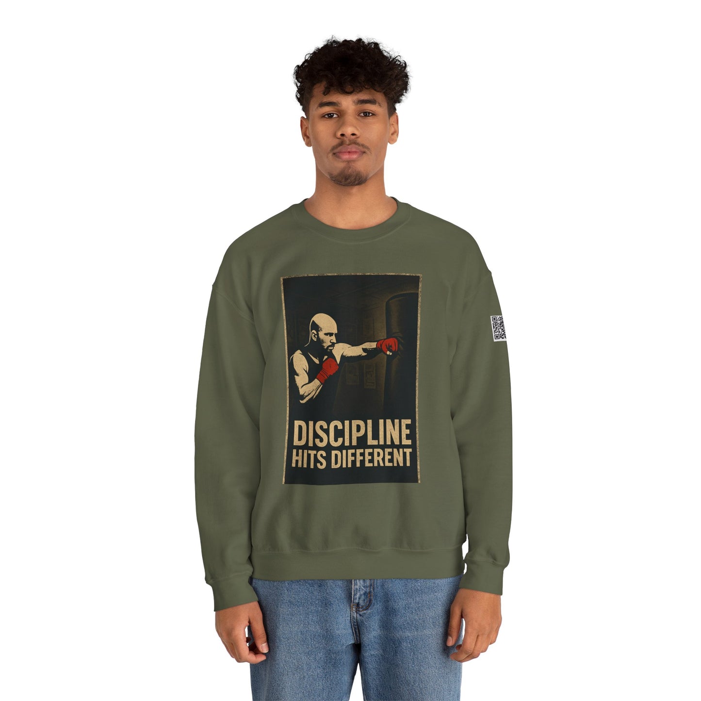 Motivational Sweatshirt - Discipline Hits Different - Unisex Crewneck - Fitness Gift - Workout Apparel - Casual Sport Style - Gym Wear