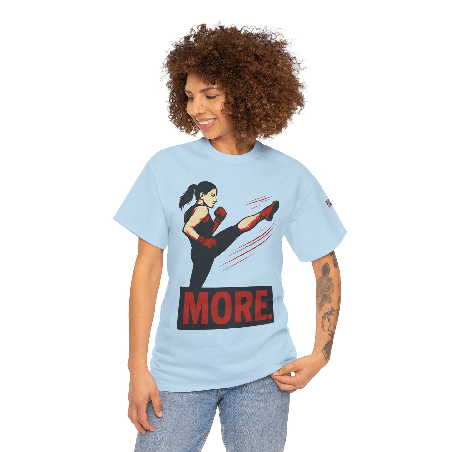 "More with a Kick " - Motivational Fitness Tee | Unisex Heavy Cotton Tee, Gym Shirt, Workout Apparel, Exercise Gift, Activewear, Sports Top