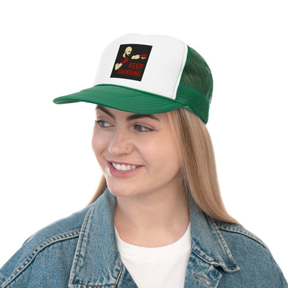 Keep Swinging Trucker Cap - Motivational Hat for Fighters & Sports Enthusiasts