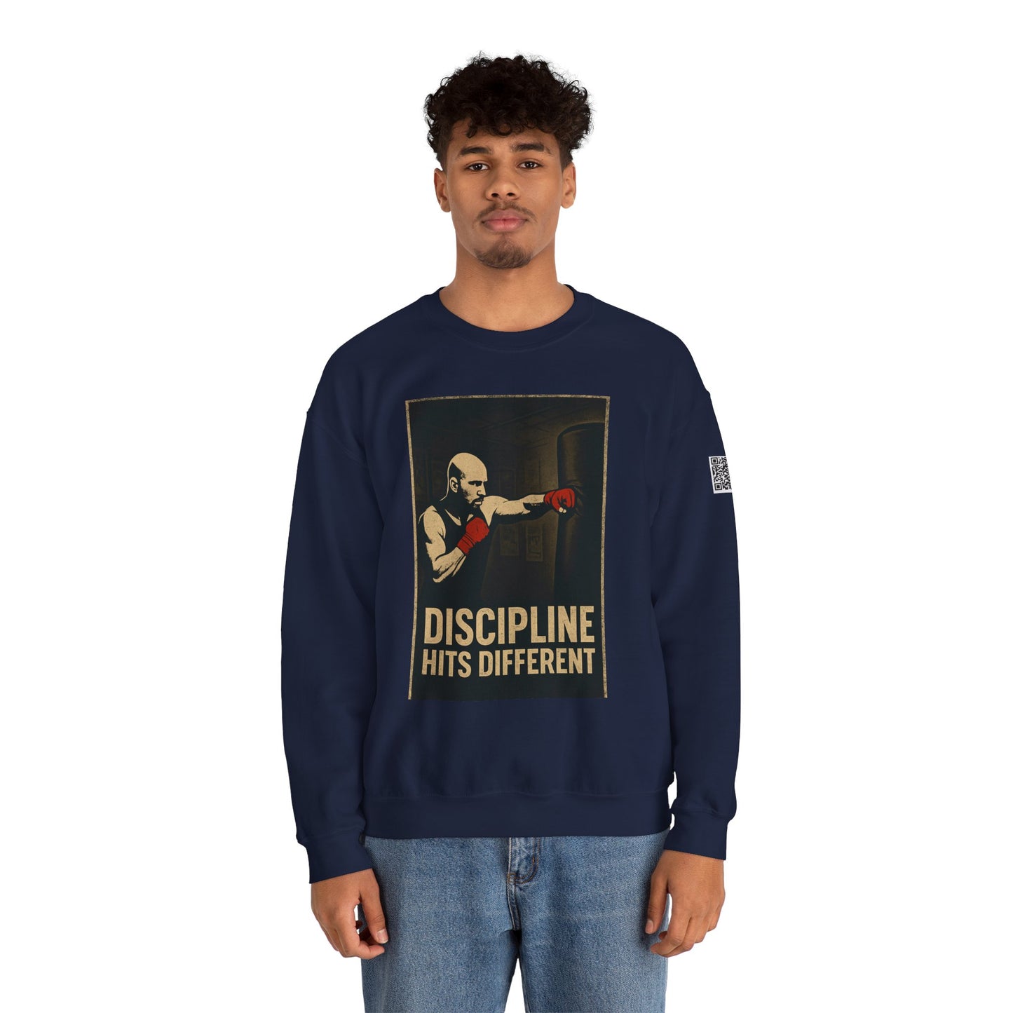 Motivational Sweatshirt - Discipline Hits Different - Unisex Crewneck - Fitness Gift - Workout Apparel - Casual Sport Style - Gym Wear