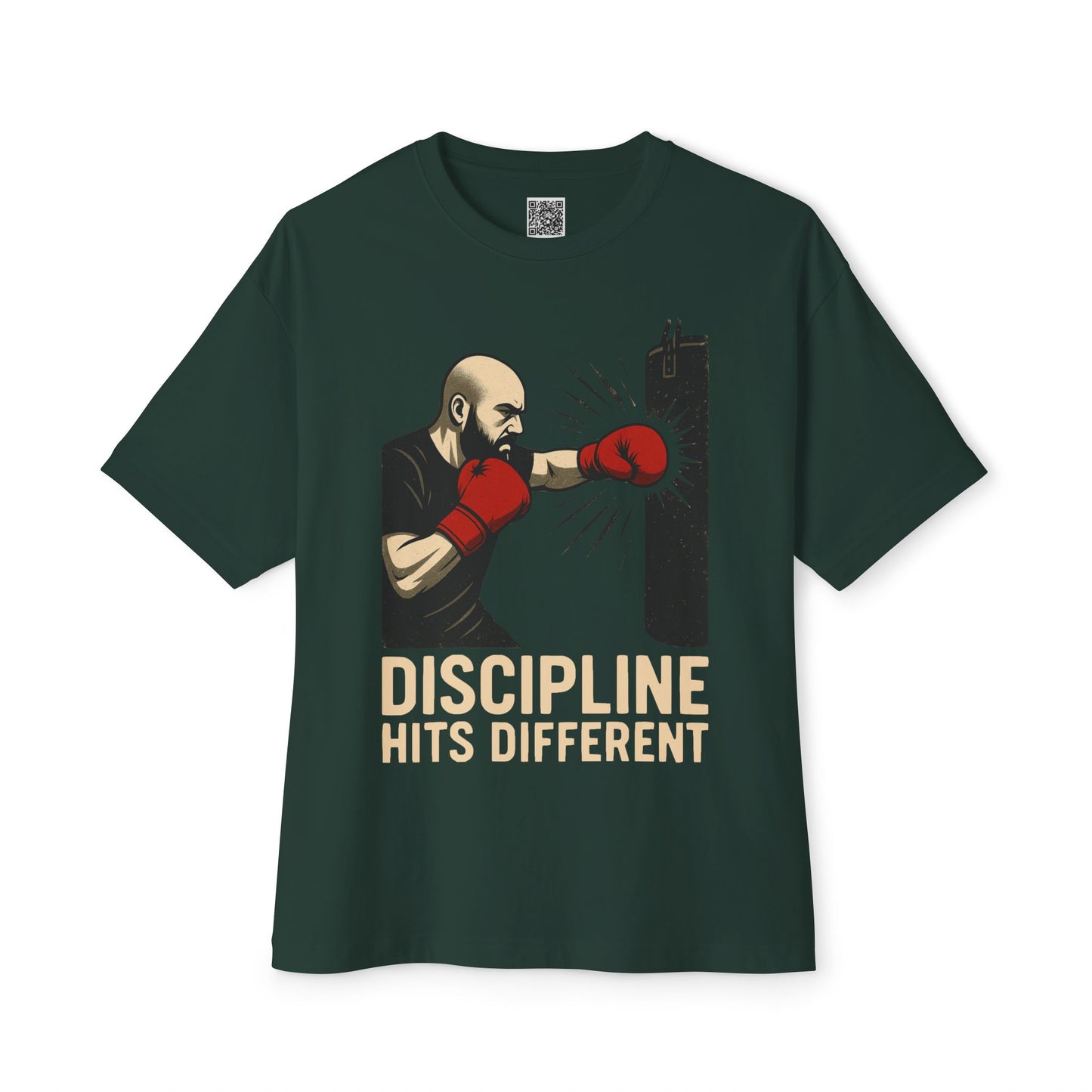 Discipline Hits Different with a Left Jab and Gloves - Spirit Unisex Oversized Tee, Motivational Fitness Shirt, Boxing Apparel, Gym T-Shirt, Gift for Gym Lovers
