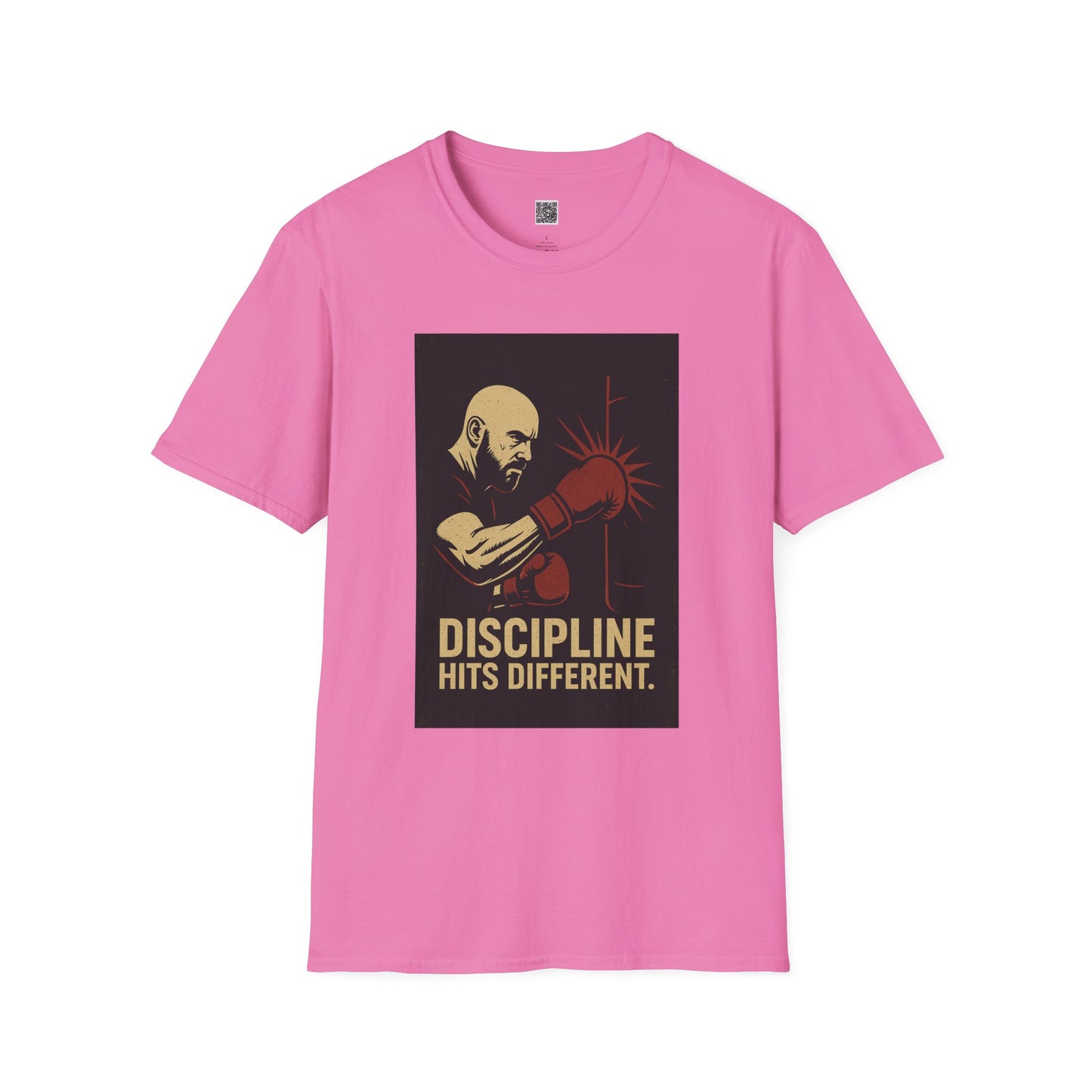 Motivational Unisex Softstyle T-Shirt - 'Discipline Hits Different' - with a Right Hook