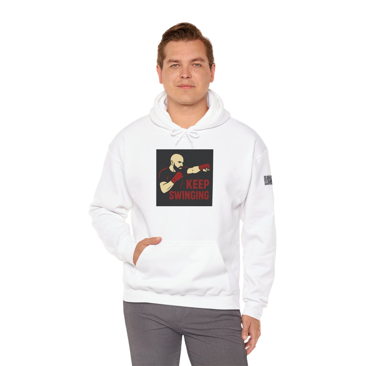 Keep Swinging Hoodie - Motivational Sweatshirt for Fighters and Dreamers, Perfect for Gym, Sports, Gifts, Birthdays, and Casual Wear