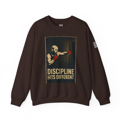 Motivational Sweatshirt - Discipline Hits Different - Unisex Crewneck - Fitness Gift - Workout Apparel - Casual Sport Style - Gym Wear