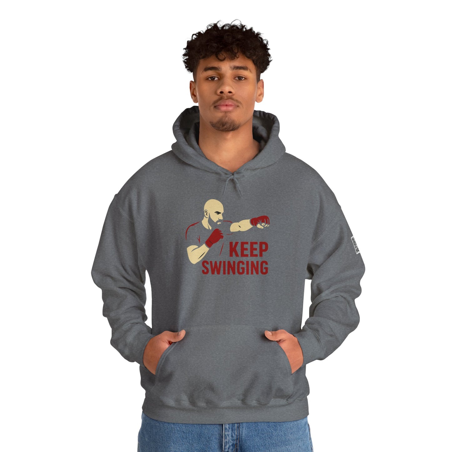 Keep Swinging Hoodie - Motivational Sweatshirt for Fighters and Dreamers, Perfect for Gym, Sports, Gifts, Birthdays, and Casual Wear