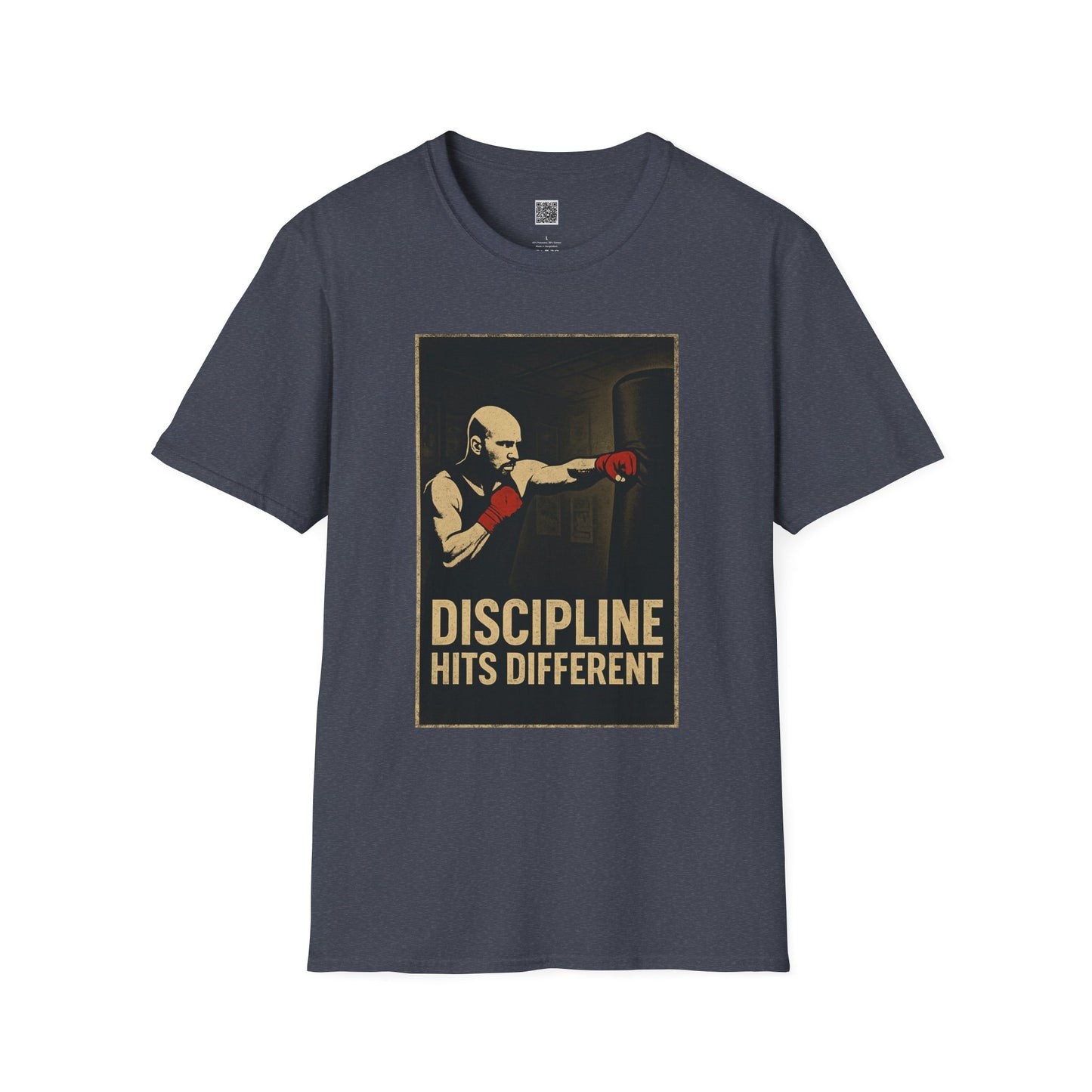 Motivational Unisex Softstyle T-Shirt - 'Discipline Hits Different' - with a Jab