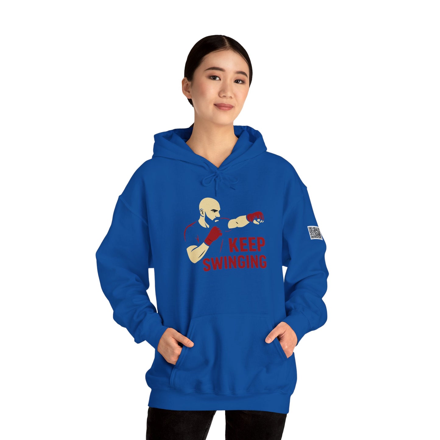 Keep Swinging Hoodie - Motivational Sweatshirt for Fighters and Dreamers, Perfect for Gym, Sports, Gifts, Birthdays, and Casual Wear