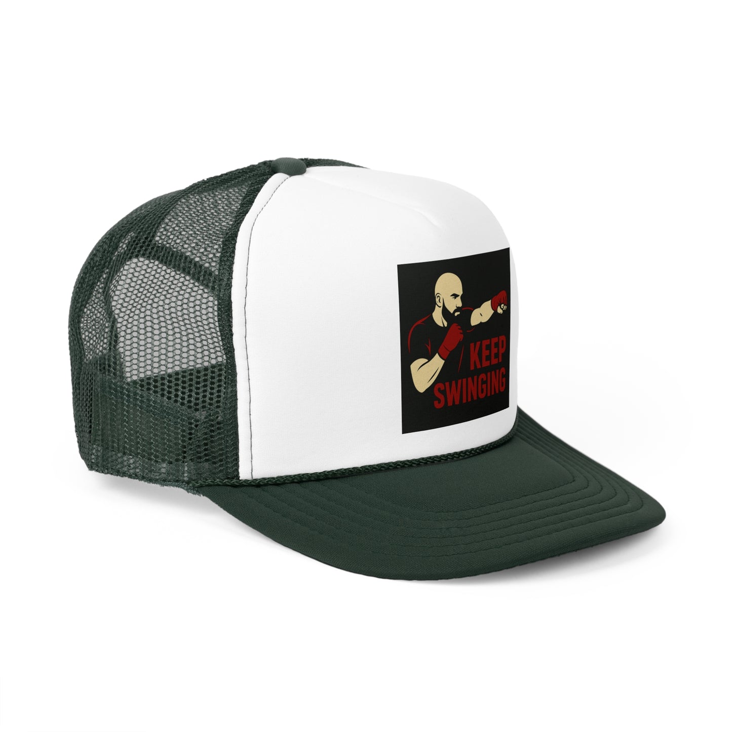 Keep Swinging Trucker Cap - Motivational Hat for Fighters & Sports Enthusiasts