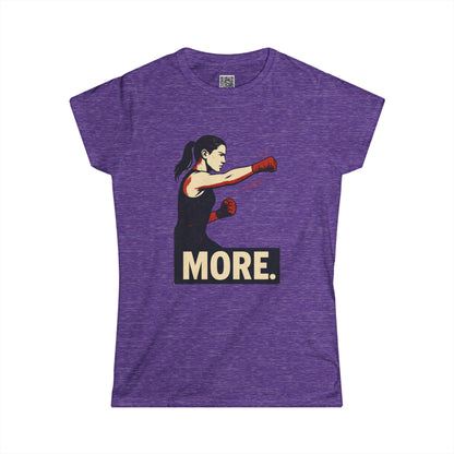 "More. With a Cross." Empowering Women's Softstyle Tee - Motivational Fitness Apparel, Boxing Inspiration, Workout Top, Gift for Her, Activewear