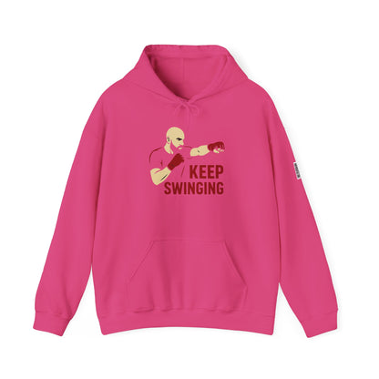 Keep Swinging Hoodie - Motivational Sweatshirt for Fighters and Dreamers, Perfect for Gym, Sports, Gifts, Birthdays, and Casual Wear