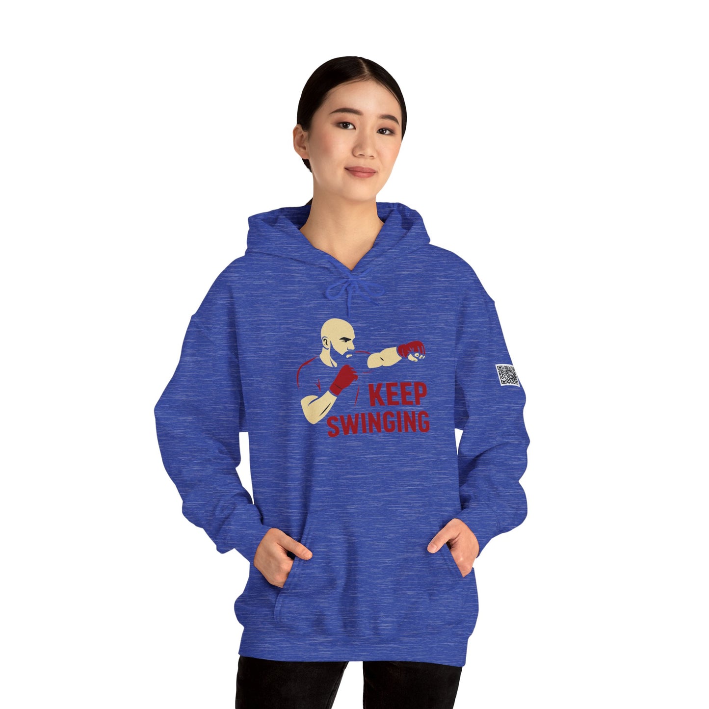Keep Swinging Hoodie - Motivational Sweatshirt for Fighters and Dreamers, Perfect for Gym, Sports, Gifts, Birthdays, and Casual Wear