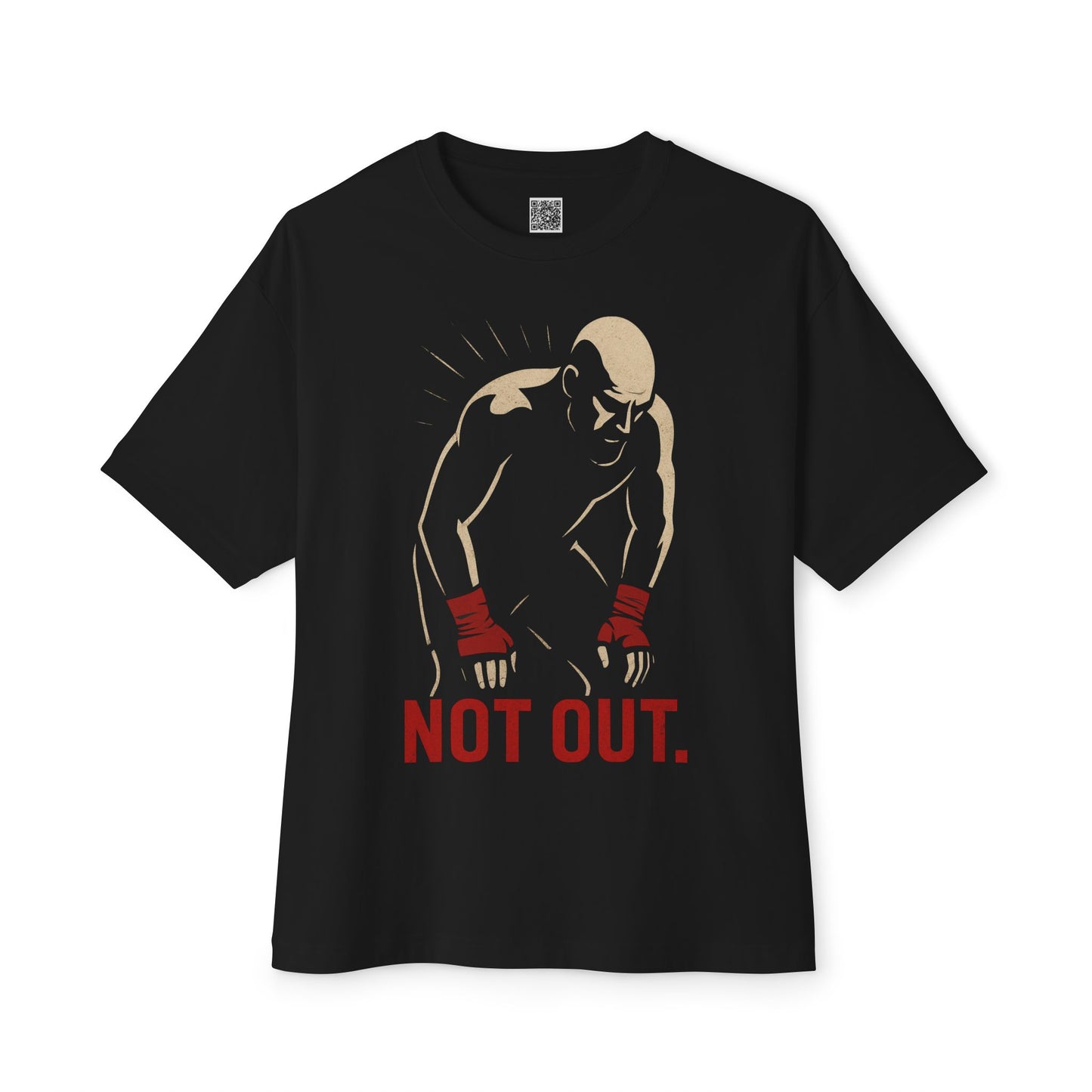 Not Out - Motivational Oversized Tee - Unisex Boxy T-Shirt, Gym Apparel, Fight Wear, Workout Clothing, Inspirational Gift