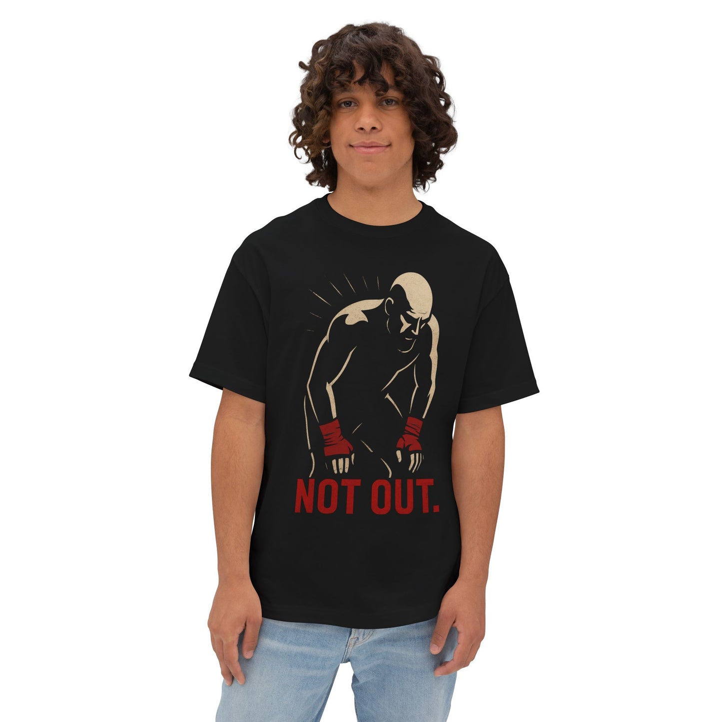 Not Out - Motivational Oversized Tee - Unisex Boxy T-Shirt, Gym Apparel, Fight Wear, Workout Clothing, Inspirational Gift