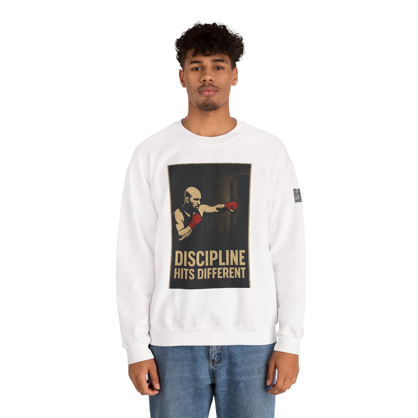 Motivational Sweatshirt - Discipline Hits Different - Unisex Crewneck - Fitness Gift - Workout Apparel - Casual Sport Style - Gym Wear