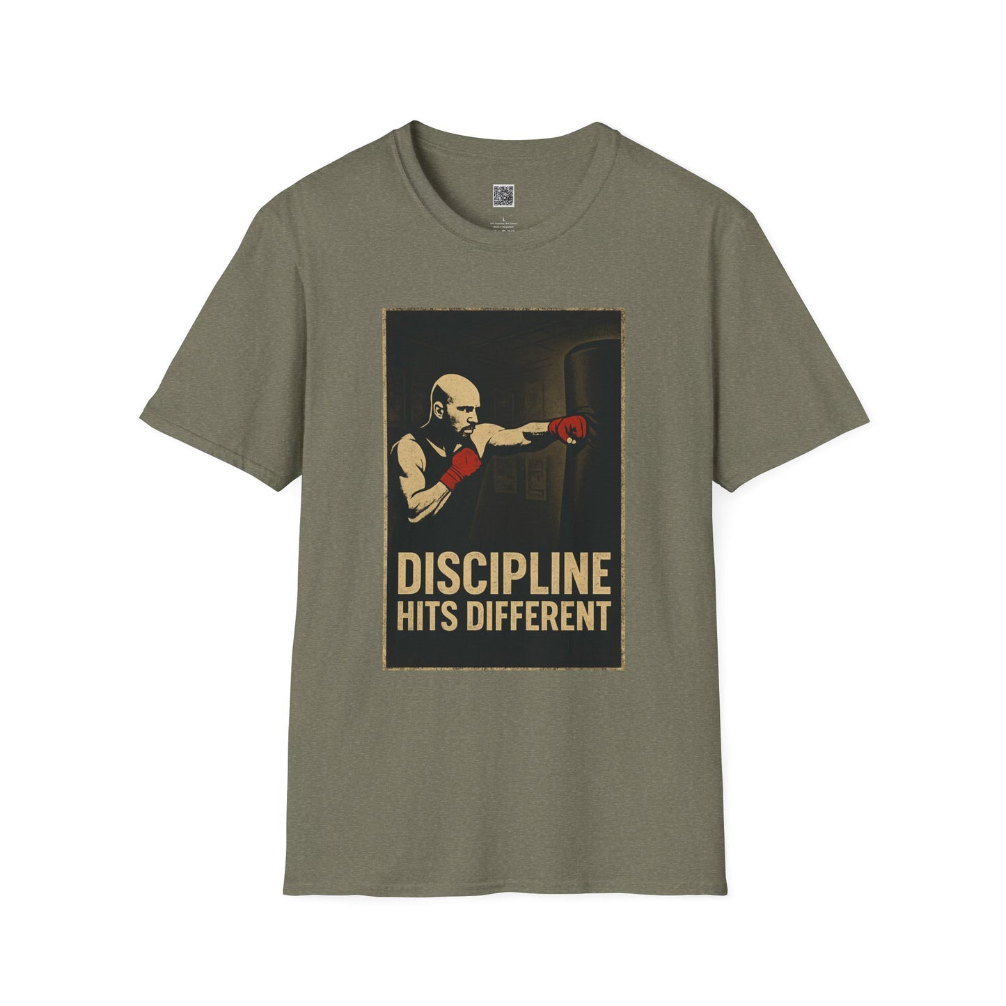 Motivational Unisex Softstyle T-Shirt - 'Discipline Hits Different' - with a Jab