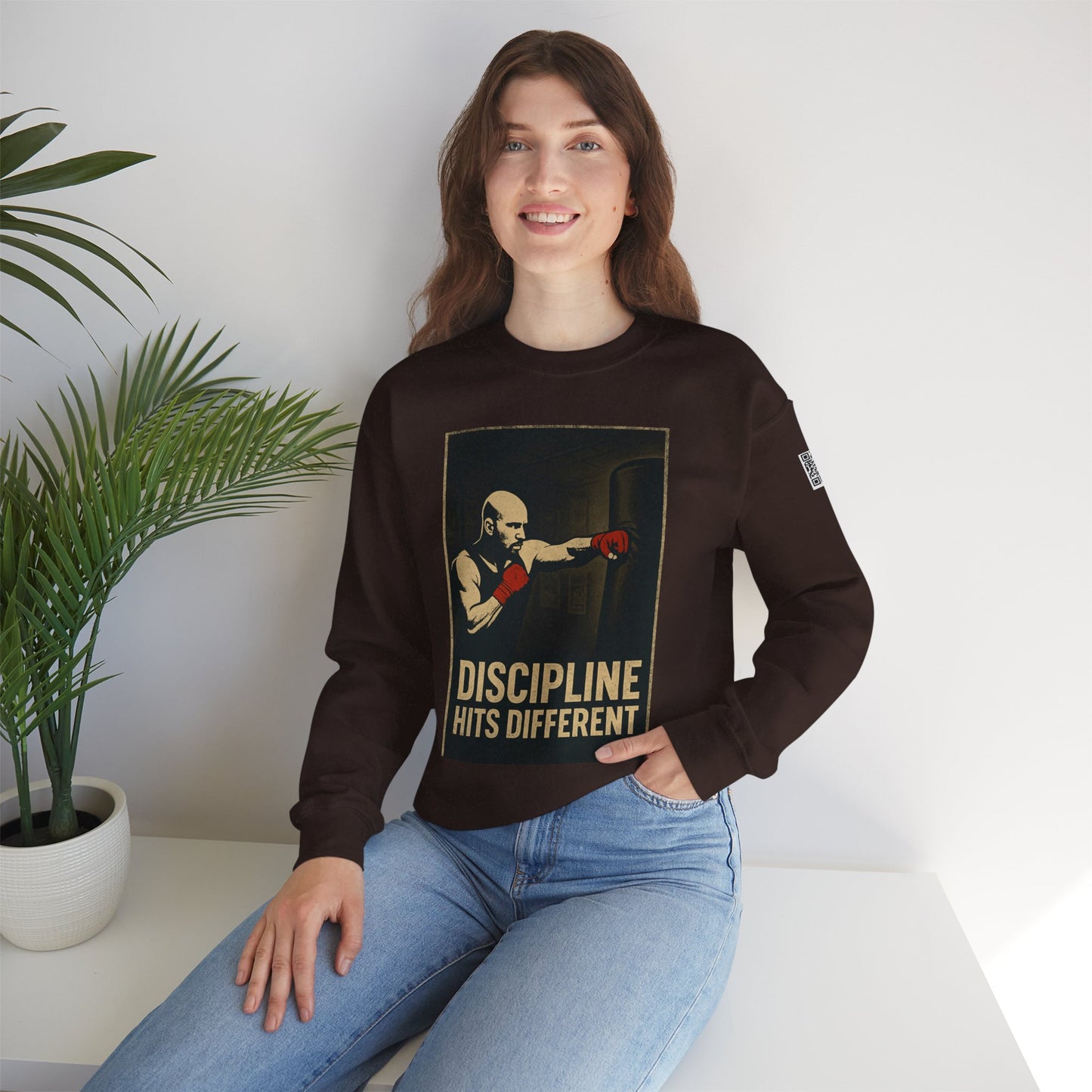 Motivational Sweatshirt - Discipline Hits Different - Unisex Crewneck - Fitness Gift - Workout Apparel - Casual Sport Style - Gym Wear