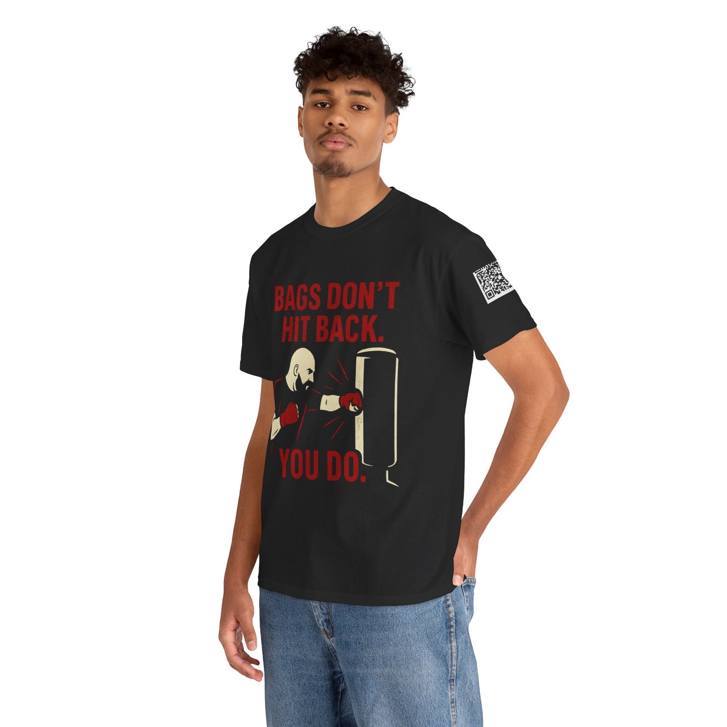 Bags Don't Hit Back. You Do. Unisex Heavy Cotton Tee, Motivational Workout Shirt, Fitness Apparel, Boxing Gift, Casual Activewear