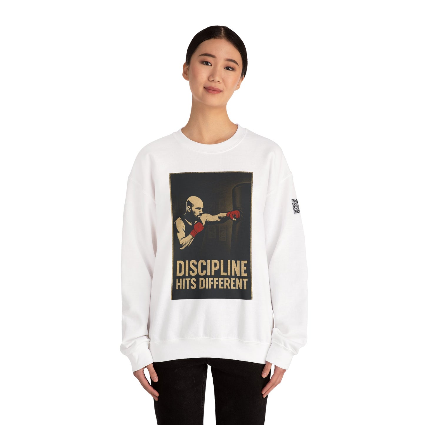 Motivational Sweatshirt - Discipline Hits Different - Unisex Crewneck - Fitness Gift - Workout Apparel - Casual Sport Style - Gym Wear
