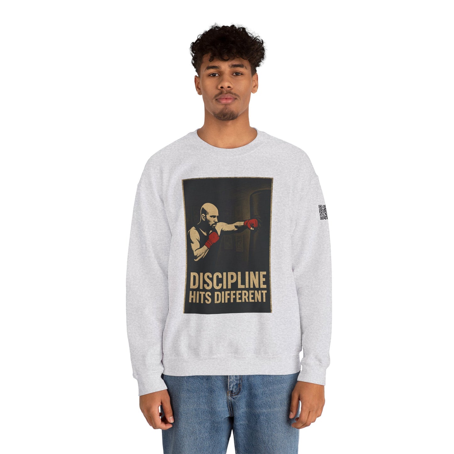 Motivational Sweatshirt - Discipline Hits Different - Unisex Crewneck - Fitness Gift - Workout Apparel - Casual Sport Style - Gym Wear