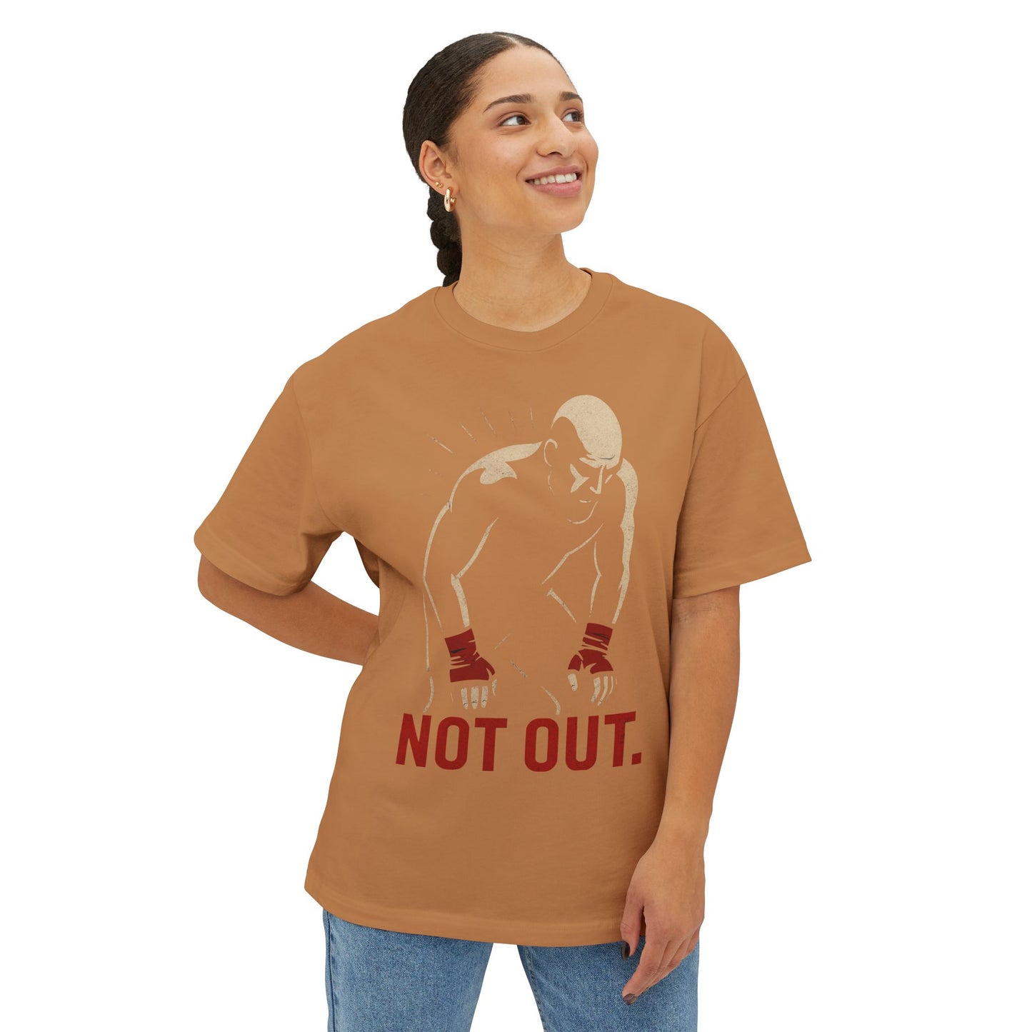 Not Out - Motivational Oversized Tee - Unisex Boxy T-Shirt, Gym Apparel, Fight Wear, Workout Clothing, Inspirational Gift