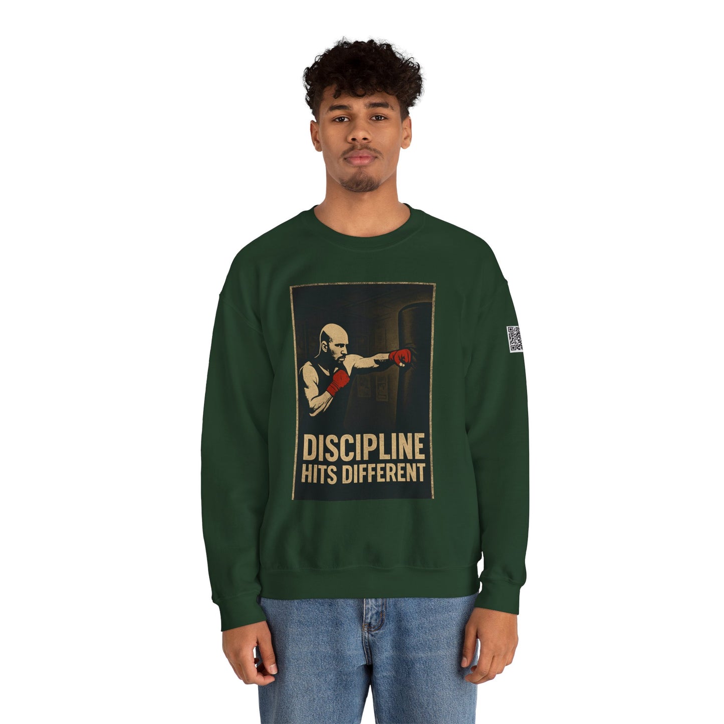 Motivational Sweatshirt - Discipline Hits Different - Unisex Crewneck - Fitness Gift - Workout Apparel - Casual Sport Style - Gym Wear