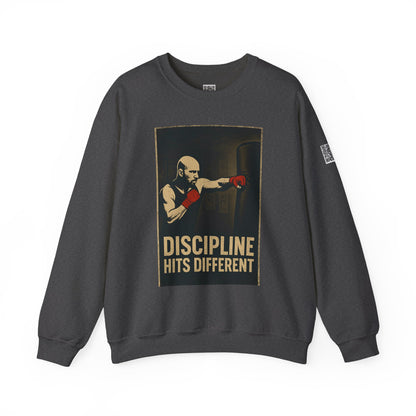 Motivational Sweatshirt - Discipline Hits Different - Unisex Crewneck - Fitness Gift - Workout Apparel - Casual Sport Style - Gym Wear
