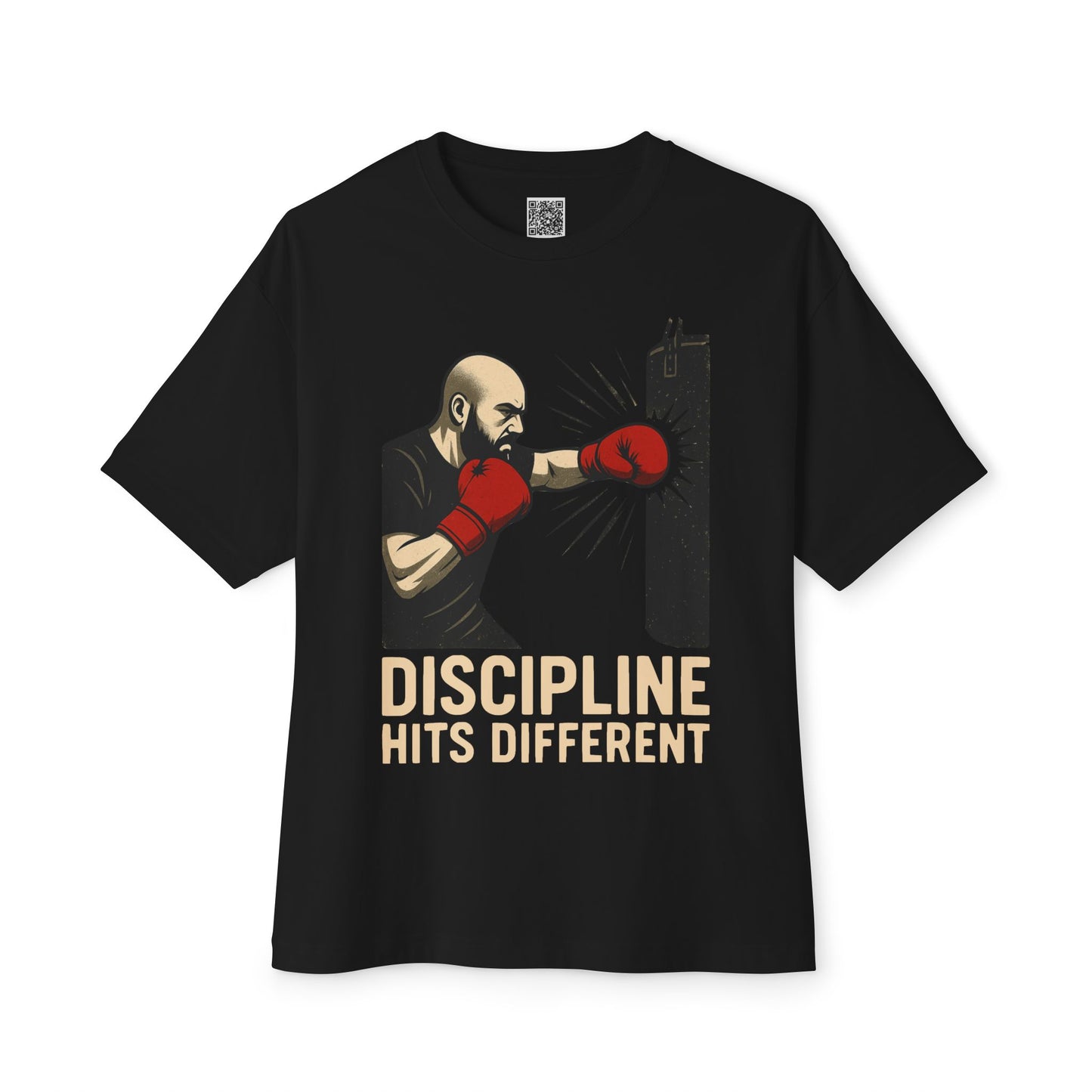 Discipline Hits Different with a Left Jab and Gloves - Spirit Unisex Oversized Tee, Motivational Fitness Shirt, Boxing Apparel, Gym T-Shirt, Gift for Gym Lovers