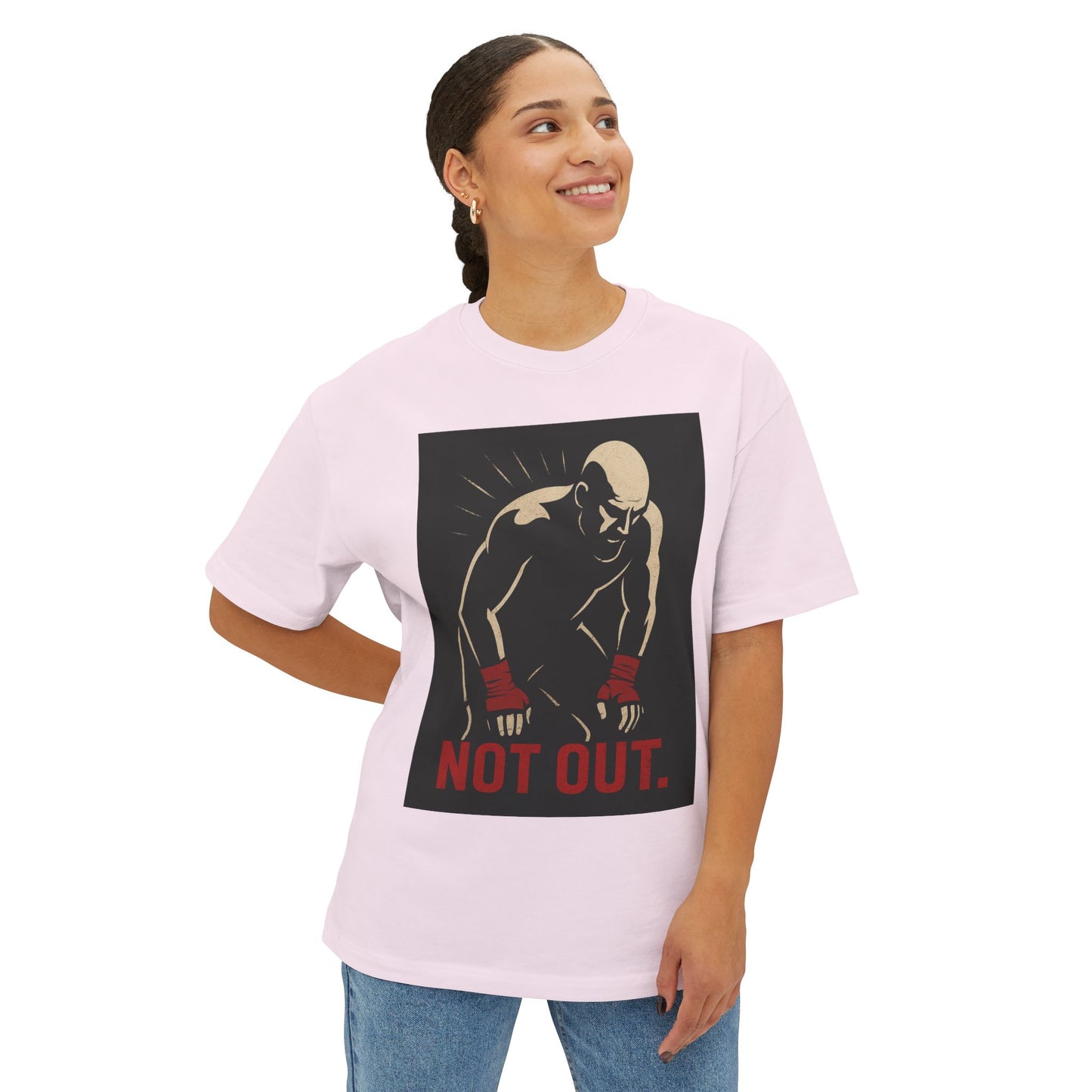 Not Out - Motivational Oversized Tee - Unisex Boxy T-Shirt, Gym Apparel, Fight Wear, Workout Clothing, Inspirational Gift